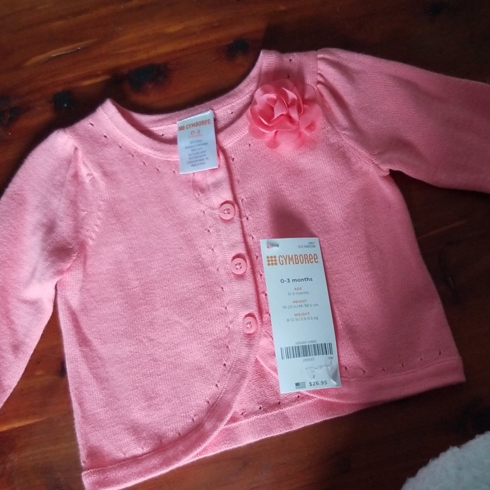 Gymboree 0-3 month NWT Coral cardigan